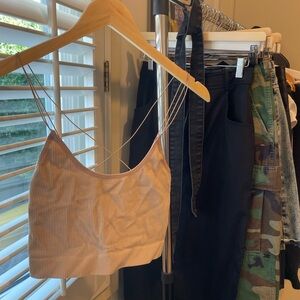 Urban Outfitters gold tan dainty top with crossback straps